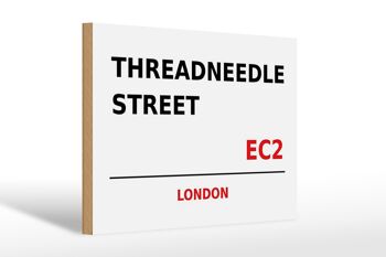 Panneau en bois Londres 30x20cm Threadneedle Street EC2 1