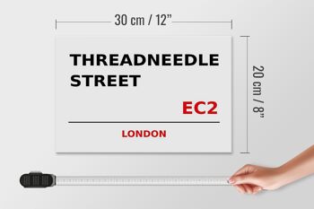 Panneau en bois Londres 30x20cm Threadneedle Street EC2 4