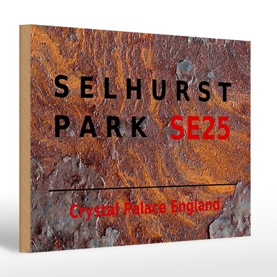 Holzschild London 30x20cm England Selhurst Park SE25 Rost