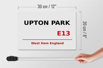 Panneau en bois Angleterre 30x20cm West Ham Upton Park E13 4