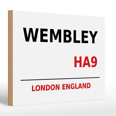 Cartello in legno Londra 30x20 cm Inghilterra Wembley HA9
