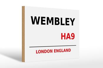 Panneau en bois Londres 30x20cm Angleterre Wembley HA9 1