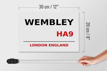 Panneau en bois Londres 30x20cm Angleterre Wembley HA9 4