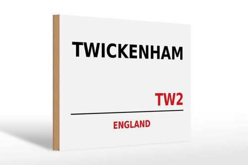 Holzschild England 30x20cm Twickenham TW2