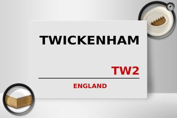 Panneau en bois Angleterre 30x20cm Twickenham TW2 2