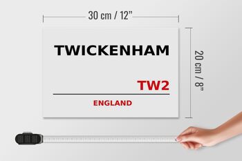 Panneau en bois Angleterre 30x20cm Twickenham TW2 4