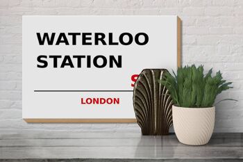 Panneau en bois Londres 30x20cm Gare de Waterloo SE1 3