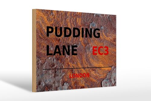 Holzschild London 30x20cm Pudding Lane EC3