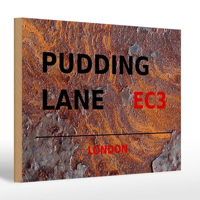 Cartello in legno Londra 30x20 cm Pudding Lane EC3