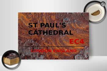 Panneau en bois Londres 30x20cm Angleterre Cathédrale St Paul EC4 rouille 2