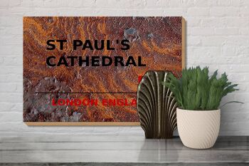 Panneau en bois Londres 30x20cm Angleterre Cathédrale St Paul EC4 rouille 3