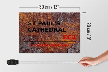Panneau en bois Londres 30x20cm Angleterre Cathédrale St Paul EC4 rouille 4