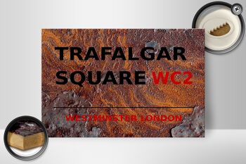 Panneau en bois Londres 30x20cm Westminster Trafalgar Square WC2 rouille 2