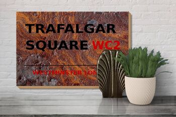 Panneau en bois Londres 30x20cm Westminster Trafalgar Square WC2 rouille 3