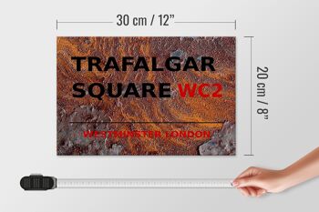 Panneau en bois Londres 30x20cm Westminster Trafalgar Square WC2 rouille 4