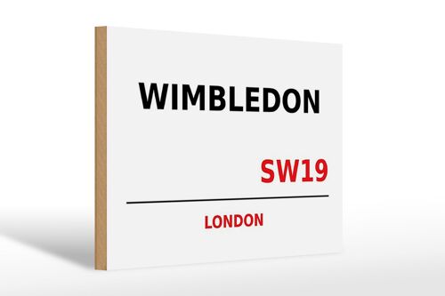 Holzschild London 30x20cm Wimbledon SW19