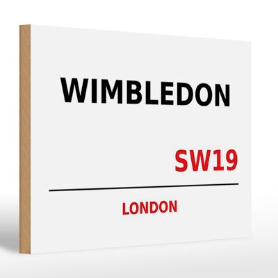 Cartel de madera Londres 30x20cm Wimbledon SW19