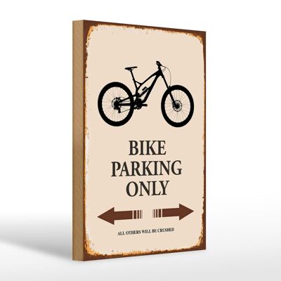 Letrero de madera que dice 20x30cm Solo estacionamiento para bicicletas.