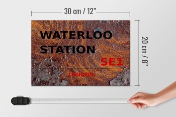 Panneau en bois Londres 30x20cm Waterloo Station SE1 Rouille 4