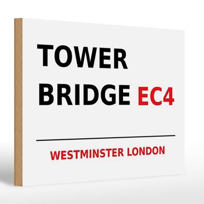 Holzschild London 30x20cm Westminster Tower Bridge EC4