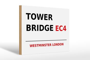 Panneau en bois Londres 30x20cm Westminster Tower Bridge EC4 1