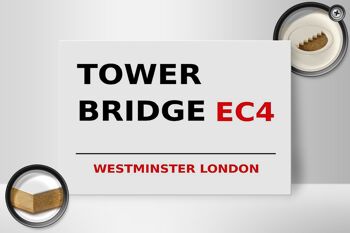 Panneau en bois Londres 30x20cm Westminster Tower Bridge EC4 2