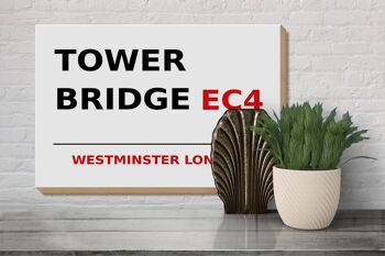 Panneau en bois Londres 30x20cm Westminster Tower Bridge EC4 3