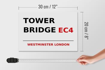 Panneau en bois Londres 30x20cm Westminster Tower Bridge EC4 4