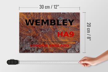 Panneau en bois Londres 30x20cm Angleterre Wembley HA9 rouille 4
