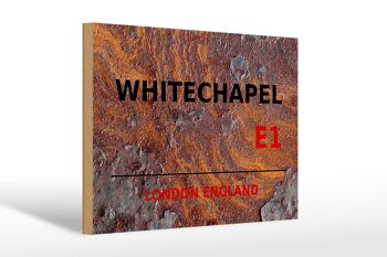 Panneau en bois Londres 30x20cm Angleterre Whitechapel E1 Rouille 1