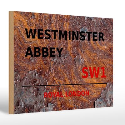 Cartel de madera Londres 30x20cm Royal Westminster Abbey SW1 Óxido