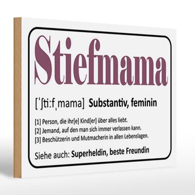 Holzschild Spruch 30x20cm Stiefmama Superheldin Freundin