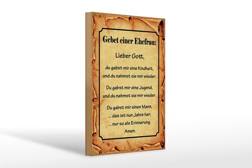 Holzschild Spruch 20x30cm Gebet einer Ehefrau Lieber Gott