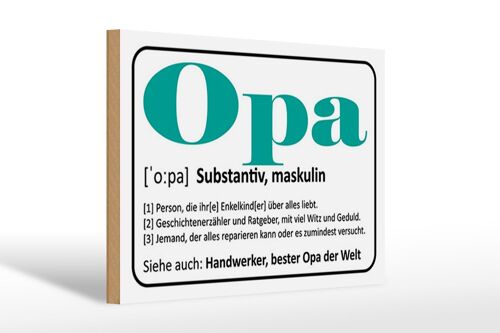 Holzschild Spruch 30x20cm Opa Handwerker bester Opa Welt