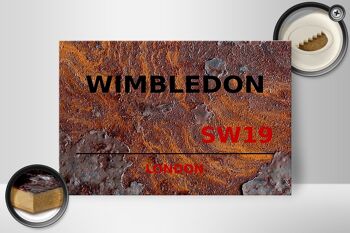 Panneau en bois Londres 30x20cm Wimbledon SW19 rouille 2