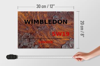 Panneau en bois Londres 30x20cm Wimbledon SW19 rouille 4