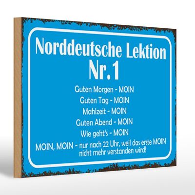 Cartel de madera que dice Lección de alemán del norte n.º 30x20 cm. 1 MENOS