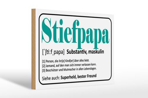 Holzschild Spruch 30x20cm Stiefpapa Superheld Freund