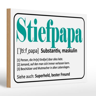 Holzschild Spruch 30x20cm Stiefpapa Superheld Freund