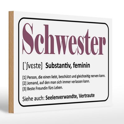 Holzschild Spruch 30x20cm Schwester Person die einen liebt