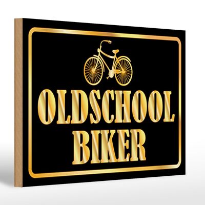 Cartello in legno con scritta Oldscholl Biker 30x20 cm