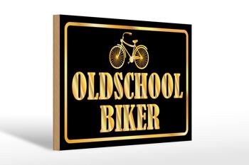 Panneau en bois disant 30x20cm Oldscholl Biker 1