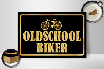 Panneau en bois disant 30x20cm Oldscholl Biker 2