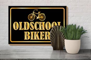 Panneau en bois disant 30x20cm Oldscholl Biker 3