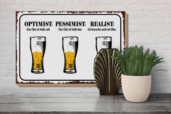 Panneau en bois disant 30x20cm Bière Optimiste Pessimiste Réaliste 3