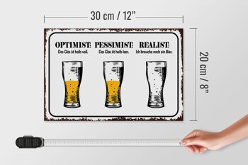 Panneau en bois disant 30x20cm Bière Optimiste Pessimiste Réaliste 4