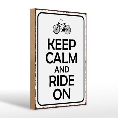 Cartello in legno con scritta "Keep Calm and Ride On" 20x30 cm