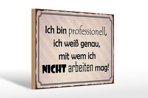 Holzschild Spruch 30x20cm ich bin professionell ich weiß