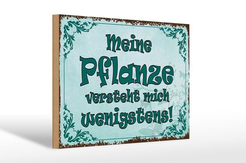 Holzschild Spruch 30x20cm meine Pflanze vesteht mich