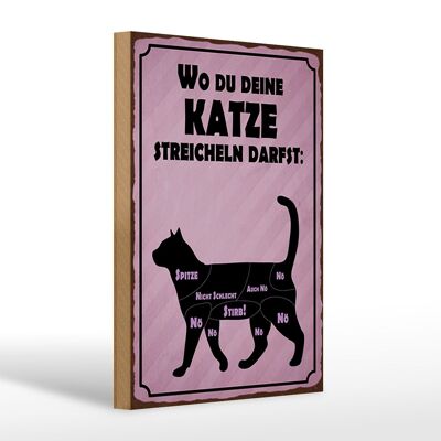 Cartello in legno 20x30 cm con scritta dove accarezzare il tuo gatto
